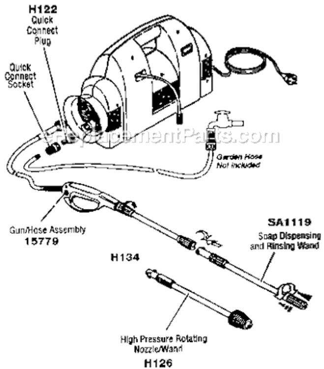 Page A Diagram and Parts List for 1760WB Type 1 DeVilbiss Pressure Washer