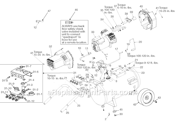 Page A Diagram and Parts List for 1WC94 Type 1 DeVilbiss Compressor