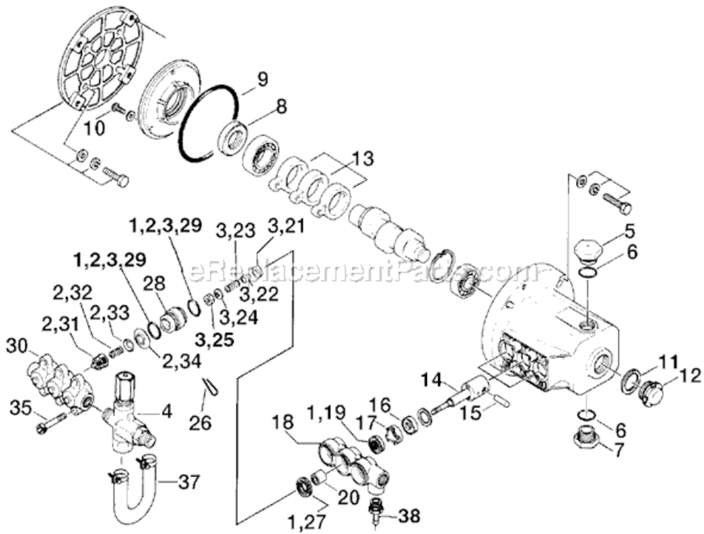 Page A Diagram and Parts List for 2004CWH Type 1 DeVilbiss Pressure Washer