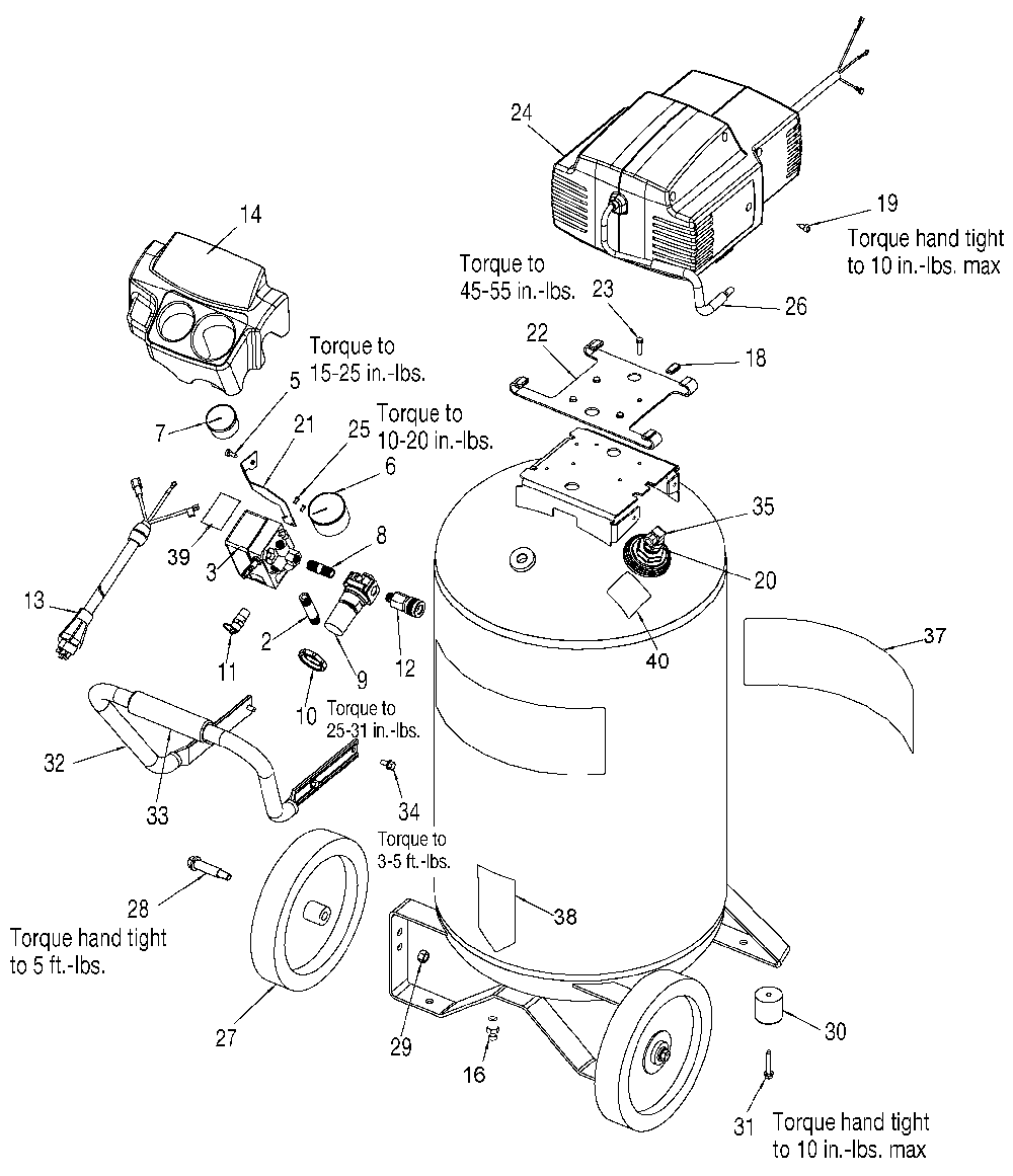 Exploded Diagram A Diagram and Parts List for Y6010-WK Type 1 DeVilbiss Compressor