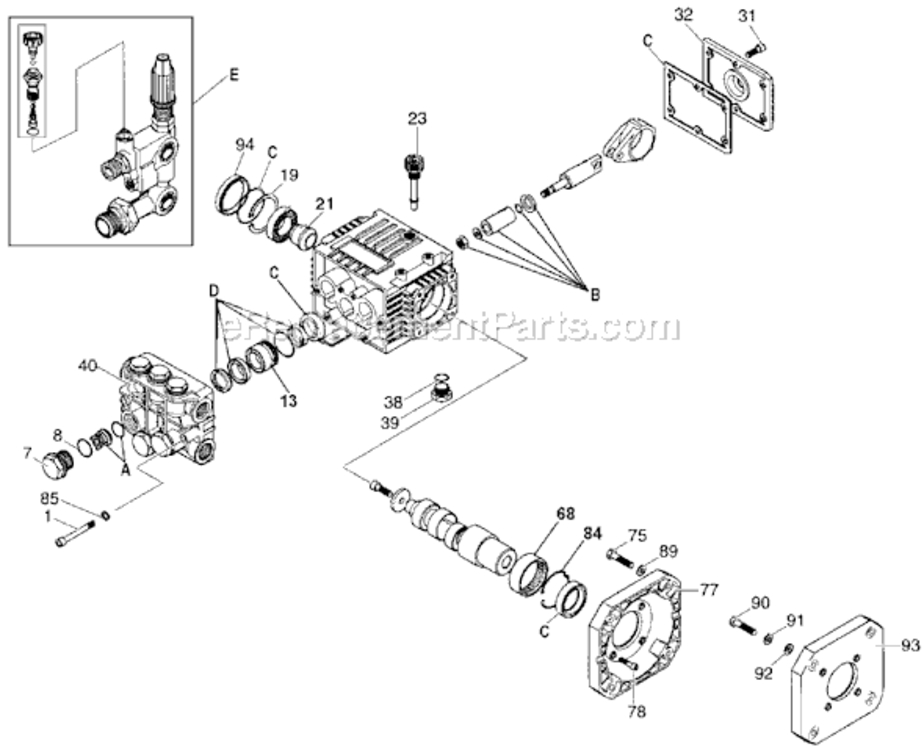 Page B Diagram and Parts List for 2203CWH Type 0 DeVilbiss Pressure Washer