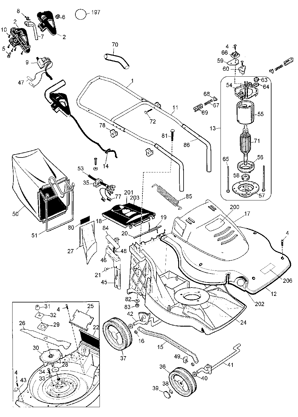 Exploded Diagram A Diagram and Parts List for 35519 Type 1 DeVilbiss Lawn Mower
