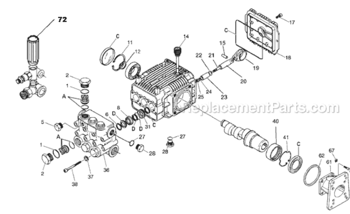 Page B Diagram and Parts List for 2830CWBP Type 0 DeVilbiss Pressure Washer