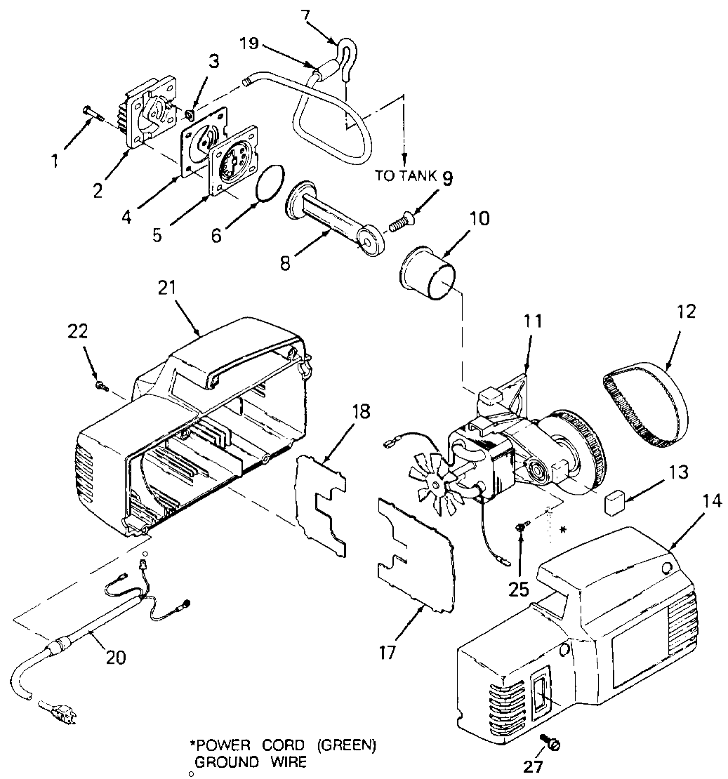 PUMP Diagram and Parts List for FA125 Type 2 DeVilbiss Compressor