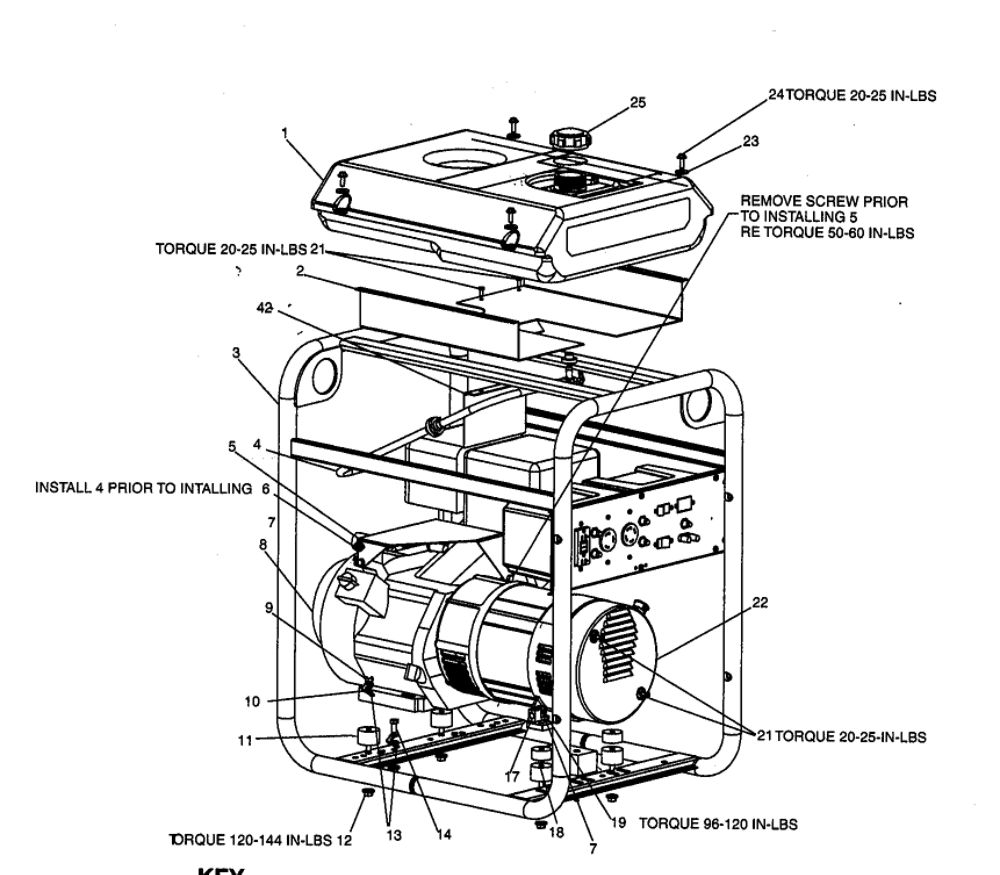 Front Cabinet Diagram and Parts List for DGHC6510  DeVilbiss Generator
