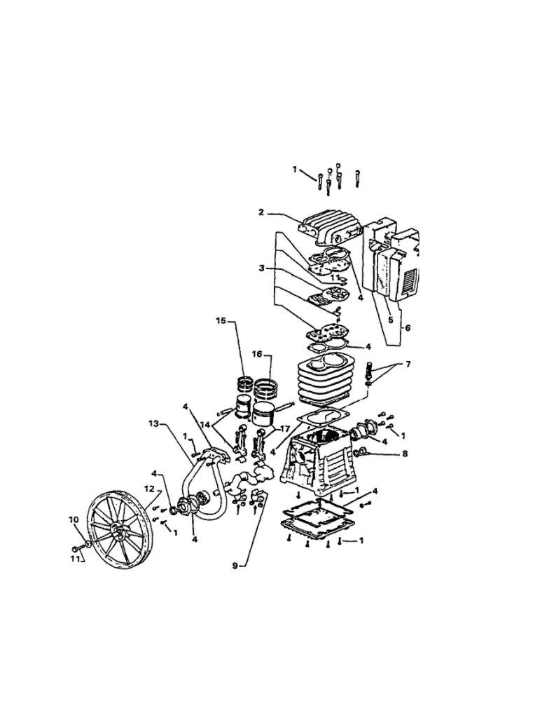 Compressor Pump Diagram Diagram and Parts List for DACE-7161-2  DeVilbiss Compressor