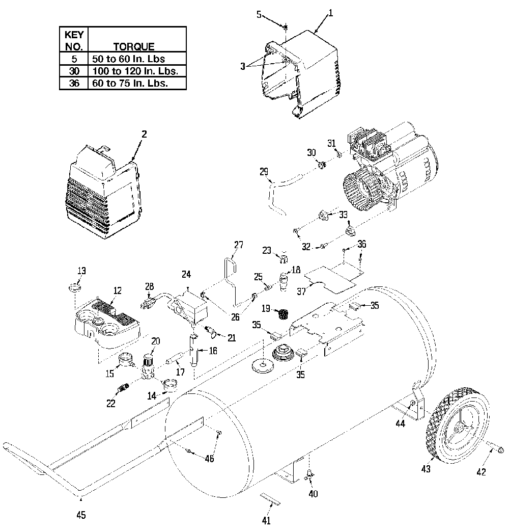 Exploded Diagram A Diagram and Parts List for F312 Type 5 DeVilbiss Compressor