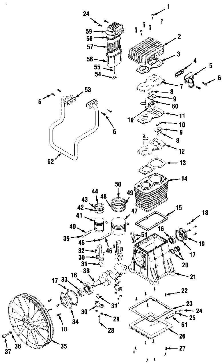 PUMP Diagram and Parts List for IR5A80V1D Type 0 DeVilbiss Compressor
