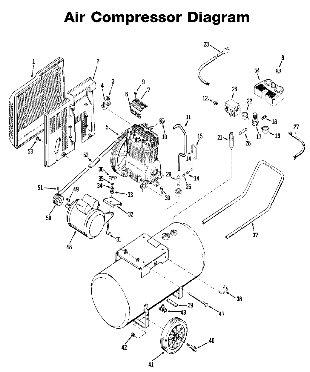 Default Diagram and Parts List for IR4E20AD Type 0 DeVilbiss Compressor