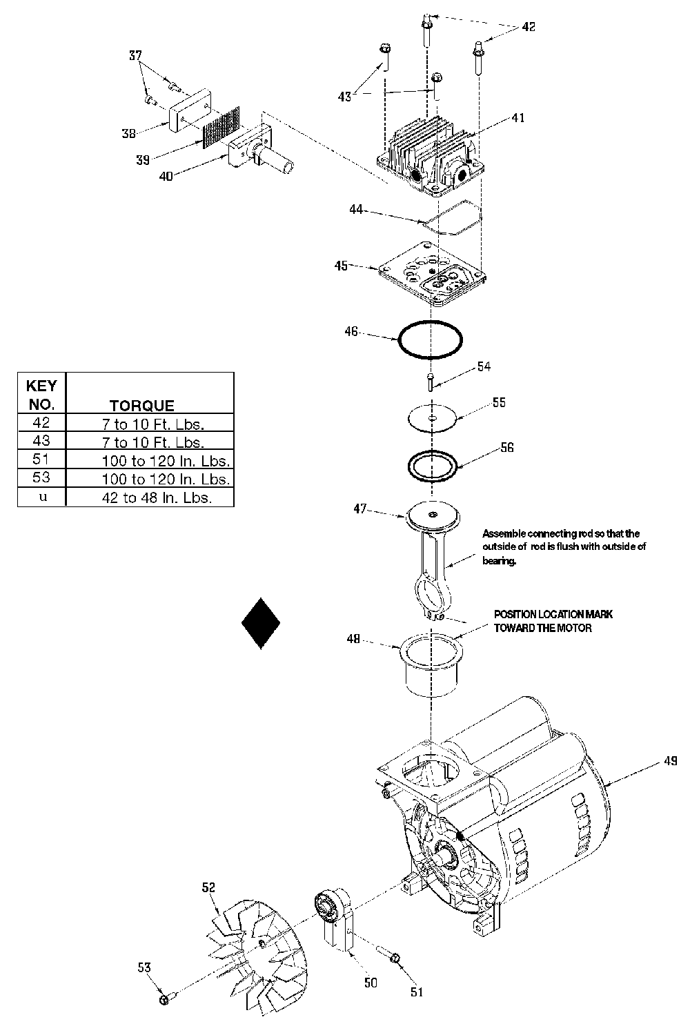 Exploded Diagram B Diagram and Parts List for F18 Type 4 DeVilbiss Compressor