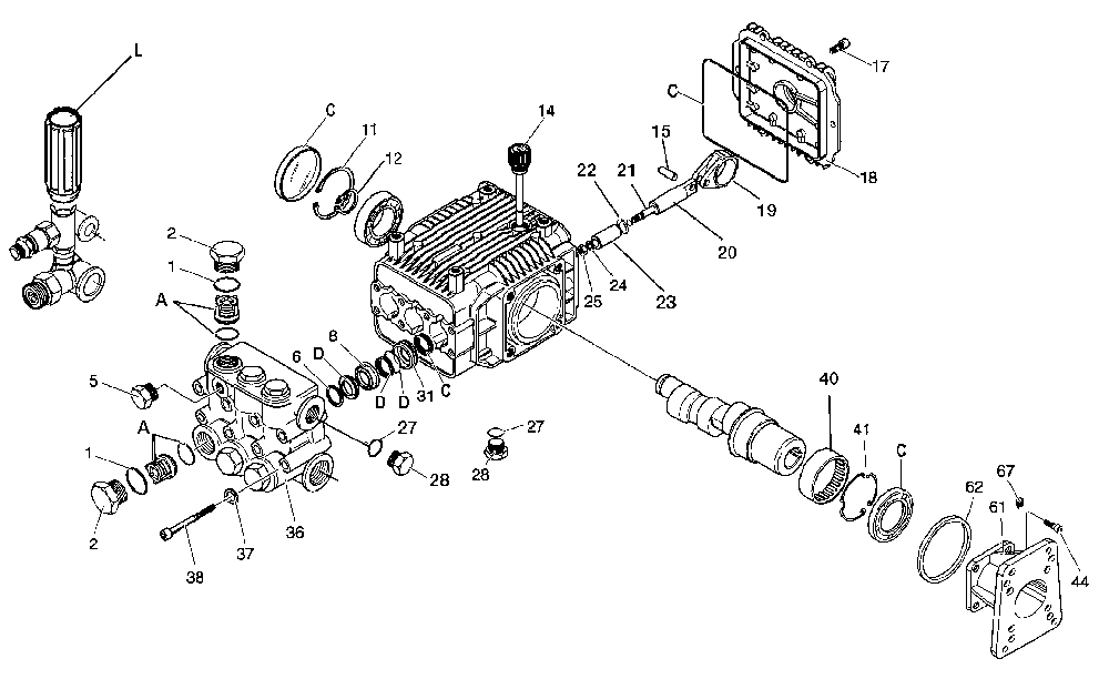 Exploded Diagram C Diagram and Parts List for PCH3031A Type 0 DeVilbiss Pressure Washer