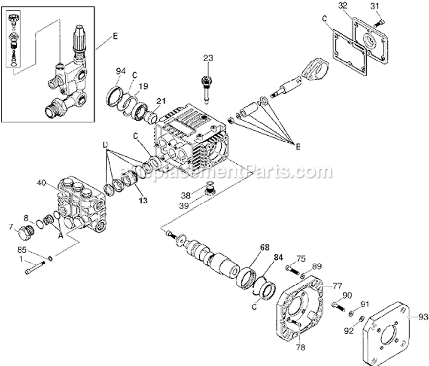 Page A Diagram and Parts List for 37802 Type 0 DeVilbiss Pressure Washer