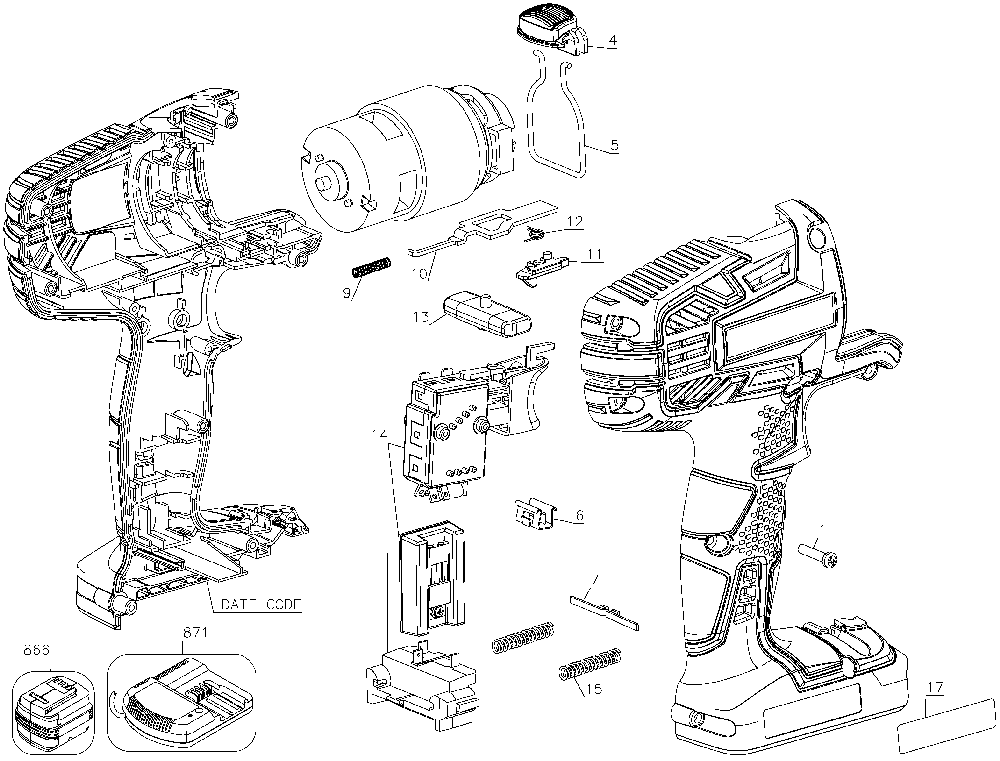 Exploded Diagram A Diagram and Parts List for 46133 Type 0 DeVilbiss Drill