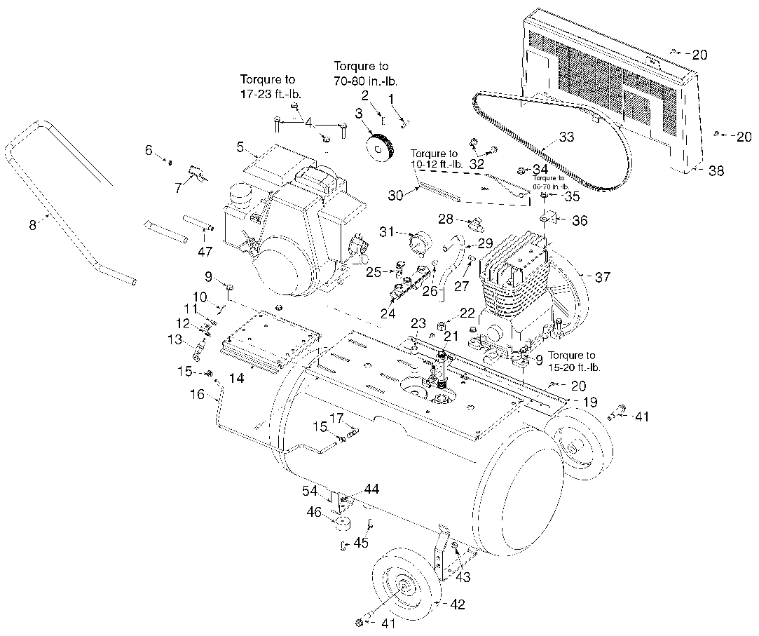Default Diagram and Parts List for ACBL5G20HP Type 0 DeVilbiss Compressor