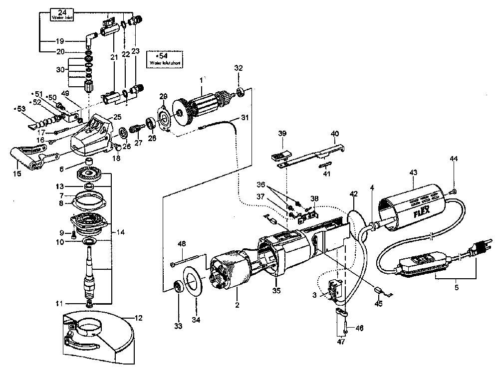 Exploded Diagram A Diagram and Parts List for LW1509 Type 1 DeVilbiss Grinder