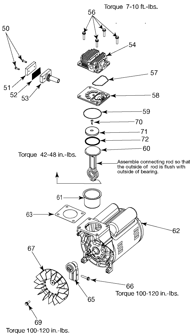 PUMP Diagram and Parts List for HFB412 Type 1 DeVilbiss Compressor