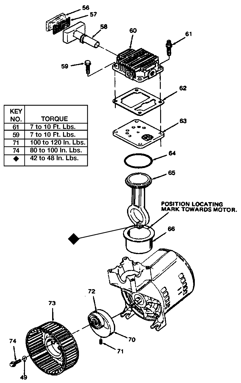 PUMP Diagram and Parts List for F2512 Type 0 DeVilbiss Compressor