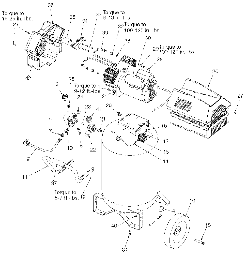 Exploded Diagram A Diagram and Parts List for 1WC95 Type 0 DeVilbiss Compressor