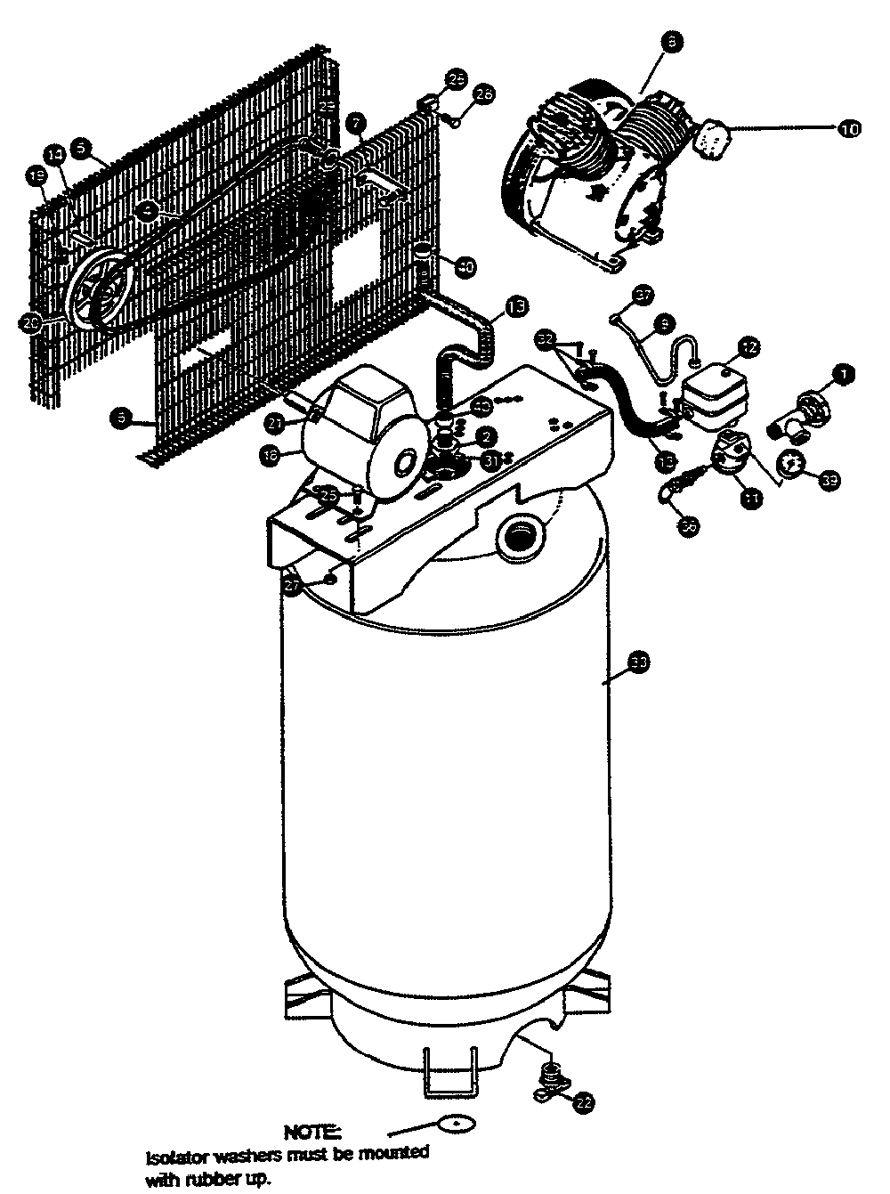 Exploded Diagram B Diagram and Parts List for LS580V2 Type 2 DeVilbiss Compressor