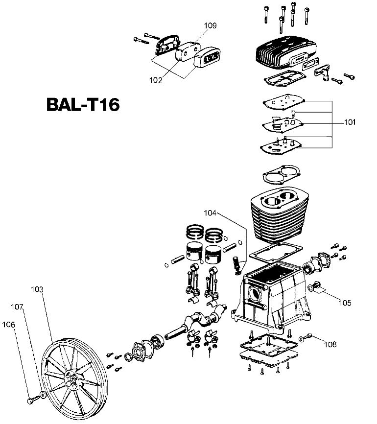 PUMP Diagram and Parts List for ACSL530RVP Type 0 DeVilbiss Compressor