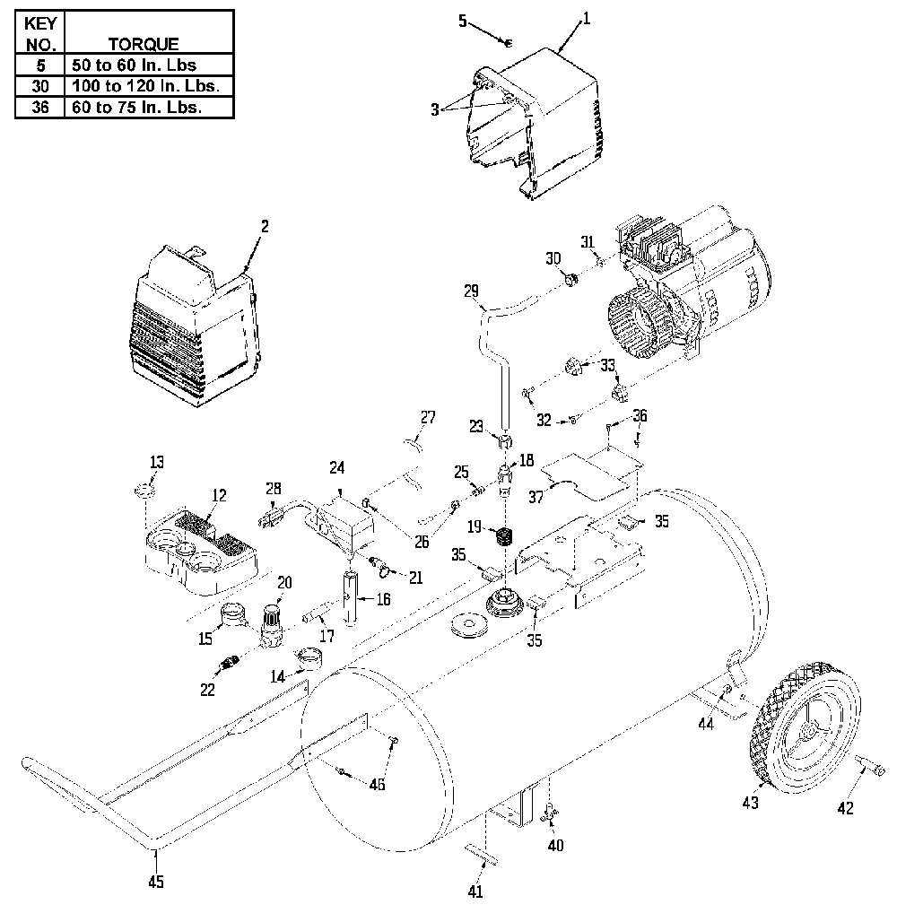 Exploded Diagram A Diagram and Parts List for F18 Type 2 DeVilbiss Compressor
