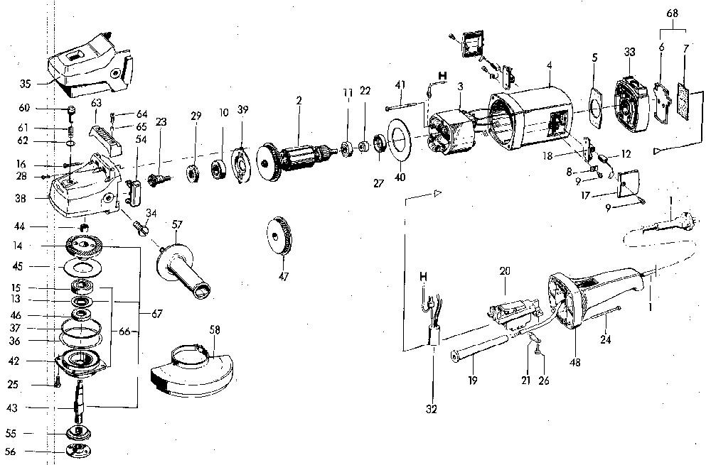 Exploded Diagram A Diagram and Parts List for LK603VE Type 1 DeVilbiss Sander Polisher