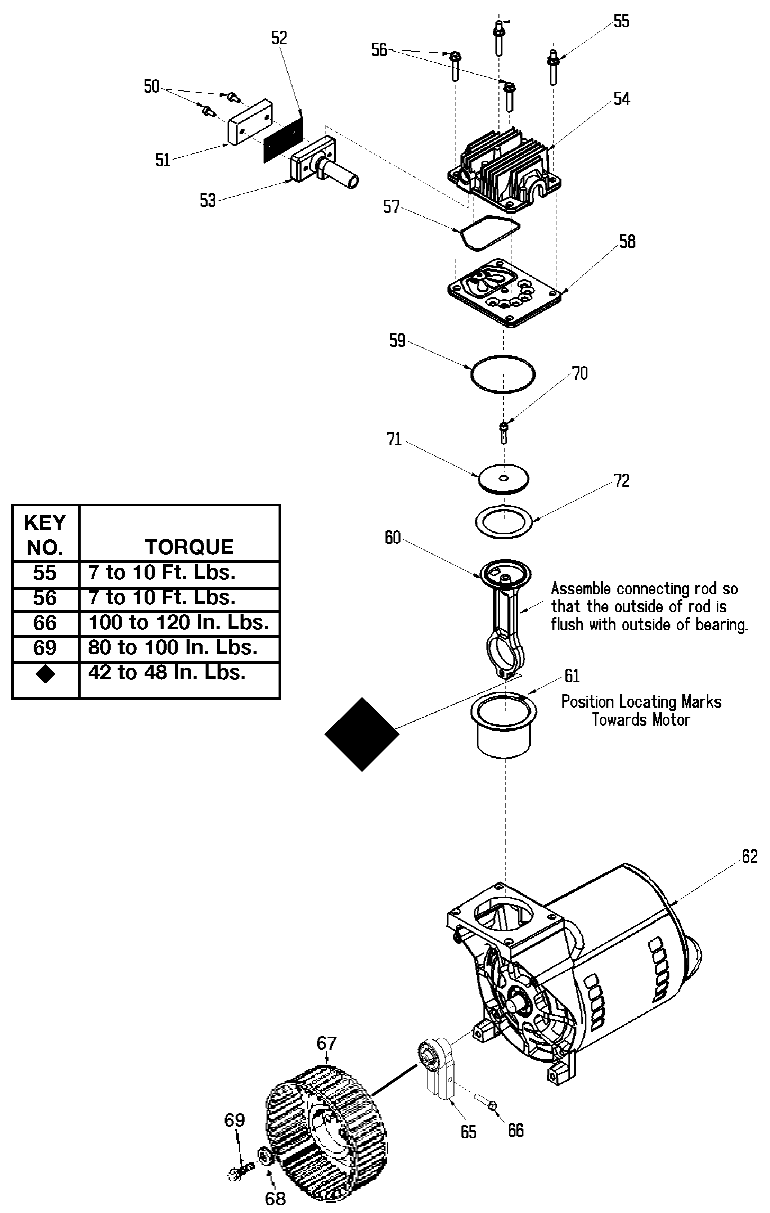 PUMP Diagram and Parts List for RAF3530 Type 1 DeVilbiss Compressor