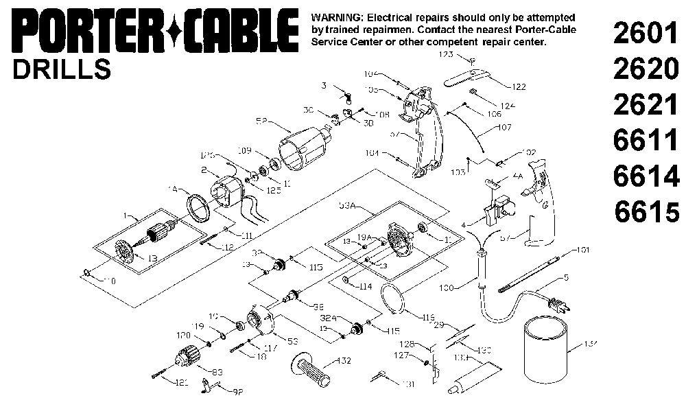 Exploded Diagram A Diagram and Parts List for 872912 Type ALL DeVilbiss Screwdriver