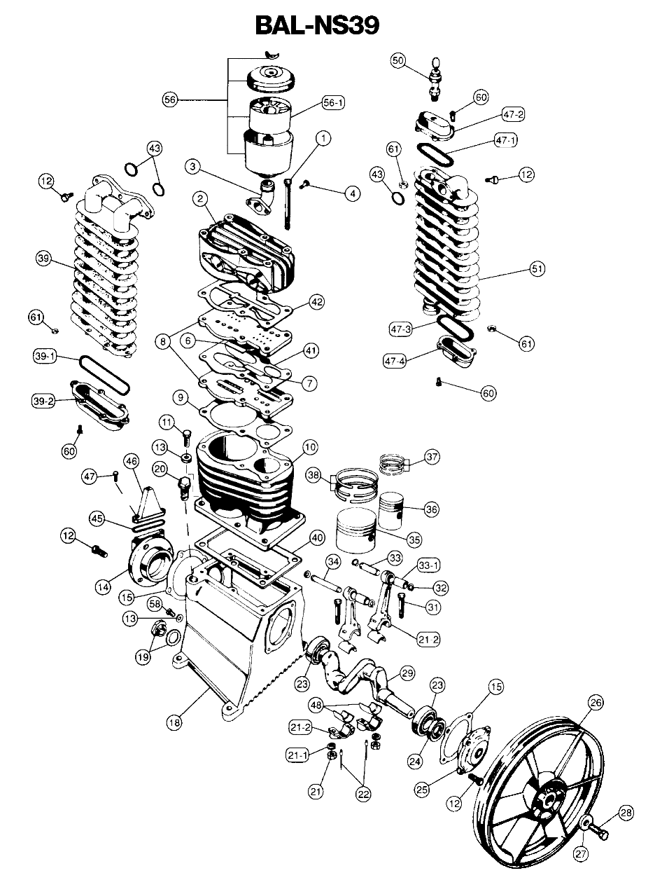 PUMP Diagram and Parts List for LM7580V2M Type 0 DeVilbiss Compressor