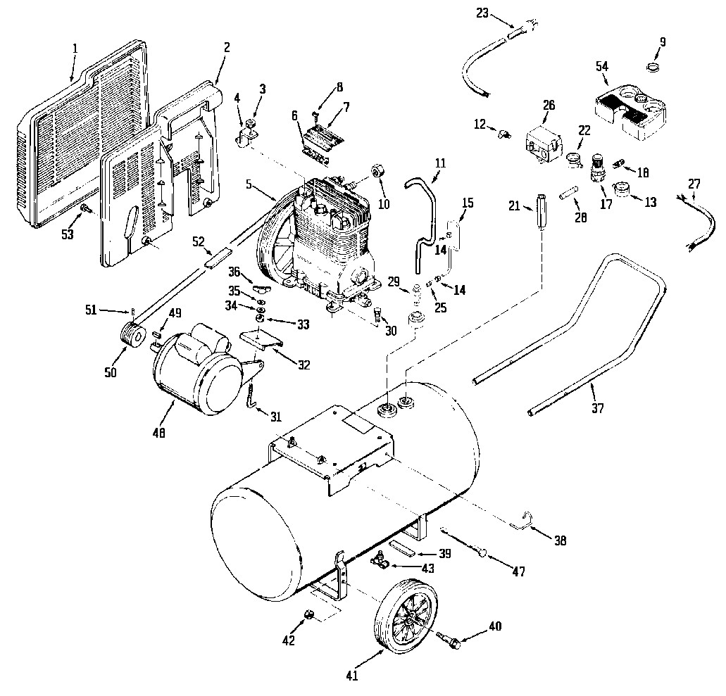 Default Diagram and Parts List for IR35E20AD Type 2 DeVilbiss Compressor