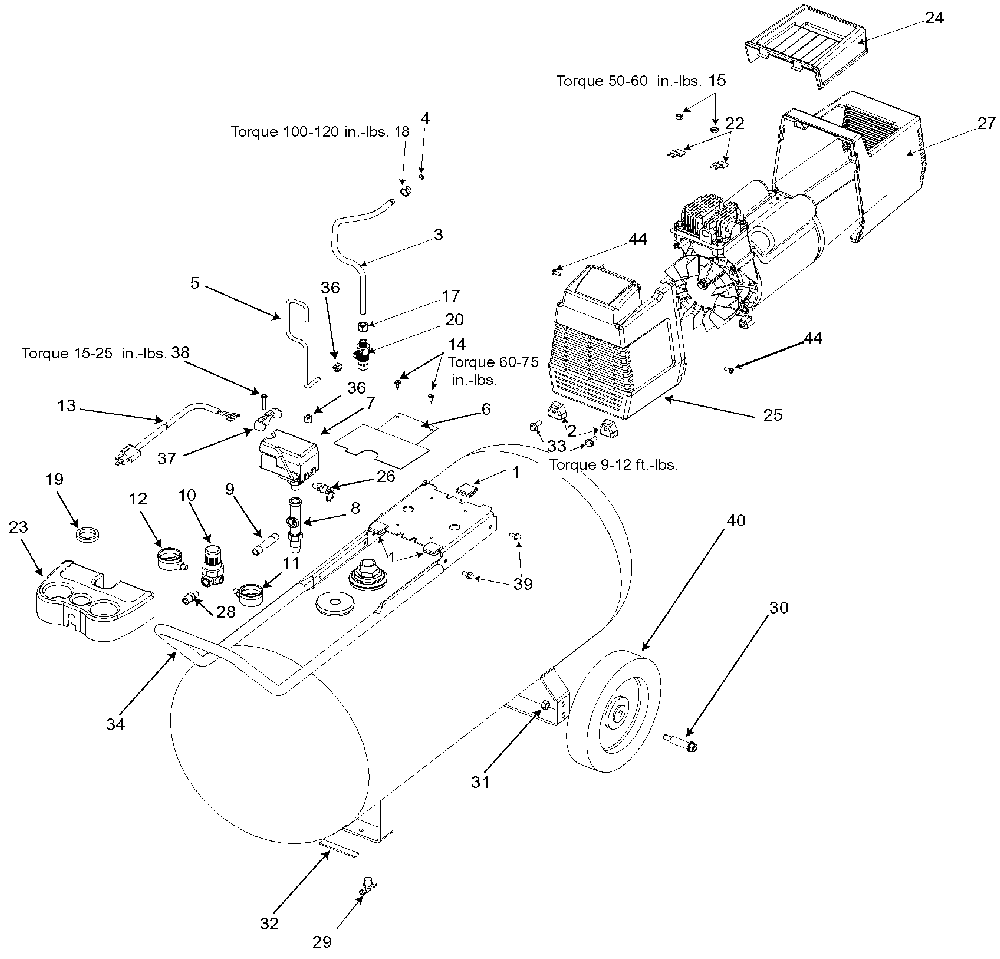 Exploded Diagram A Diagram and Parts List for RAF5030 Type 1 DeVilbiss Compressor