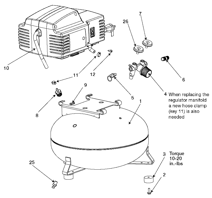 Default Diagram and Parts List for EXFAC24 Type 4 DeVilbiss Compressor