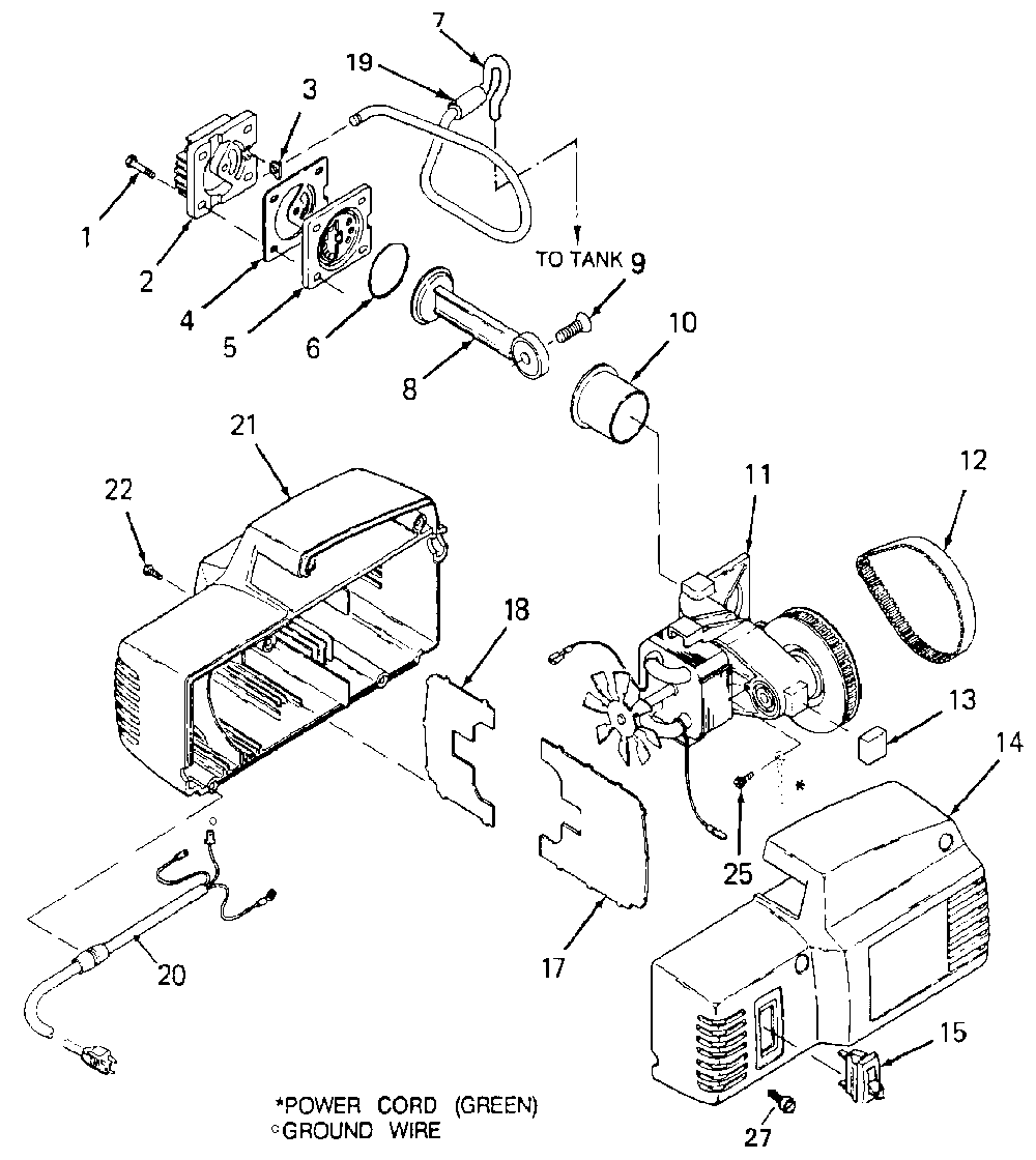 Exploded Diagram B Diagram and Parts List for FA752 Type 2 DeVilbiss Compressor