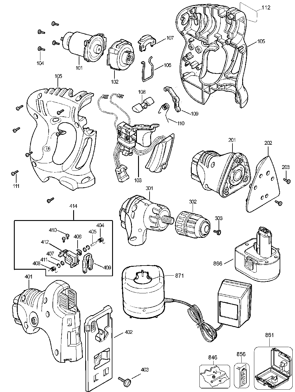 Exploded Diagram A Diagram and Parts List for 22530 Type 1 DeVilbiss Multi-Tool