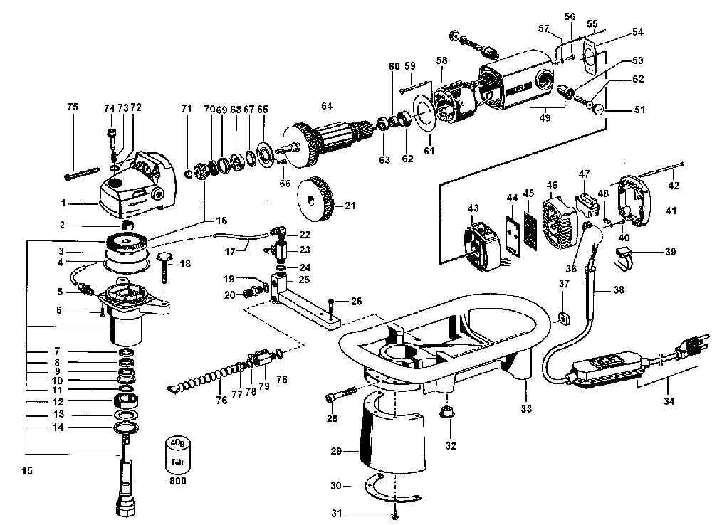 Exploded Diagram A Diagram and Parts List for LWW2106VR Type 1 DeVilbiss Mill