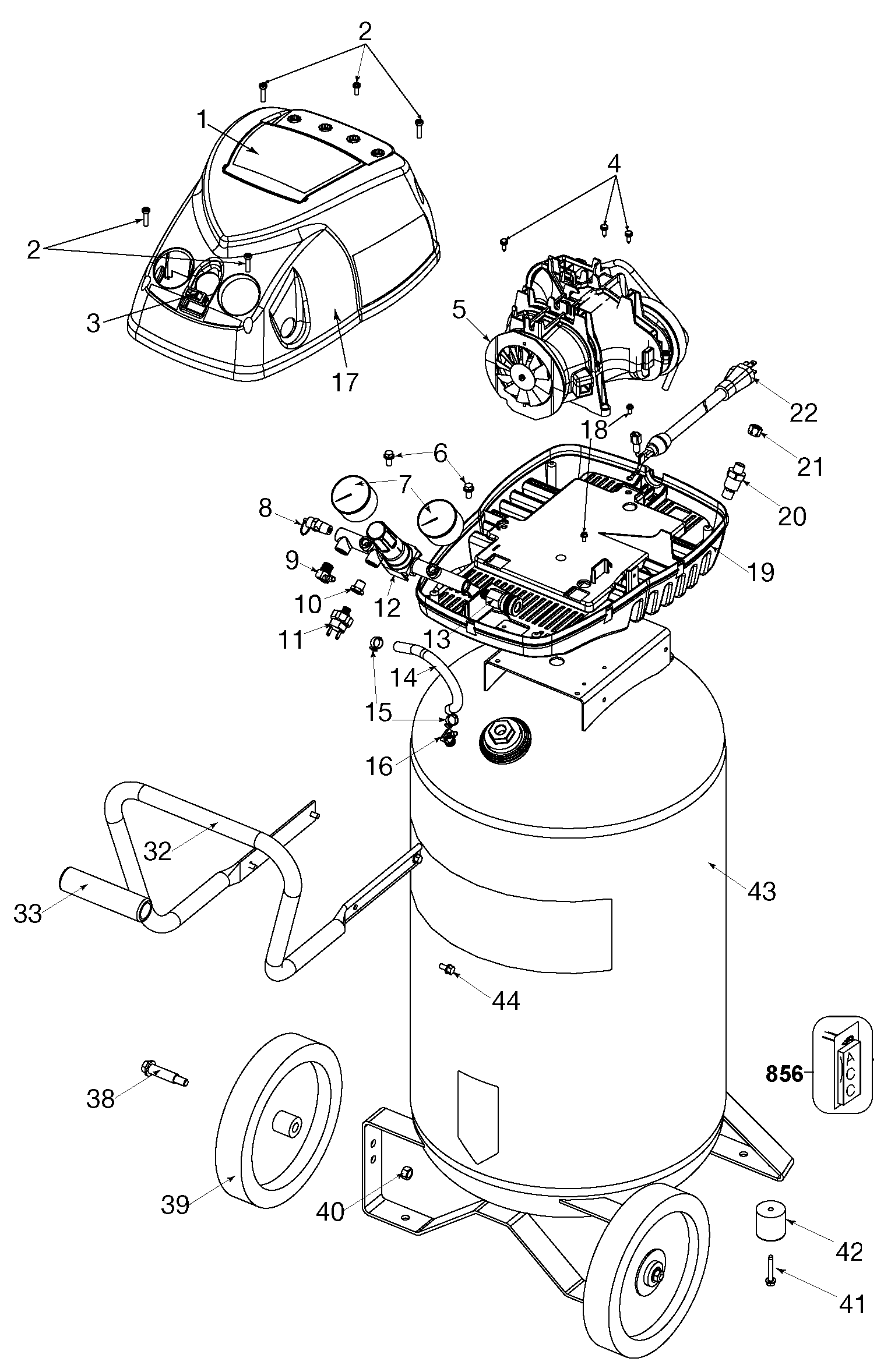 Page A Diagram and Parts List for Y6020-WK 1 DeVilbiss Compressor