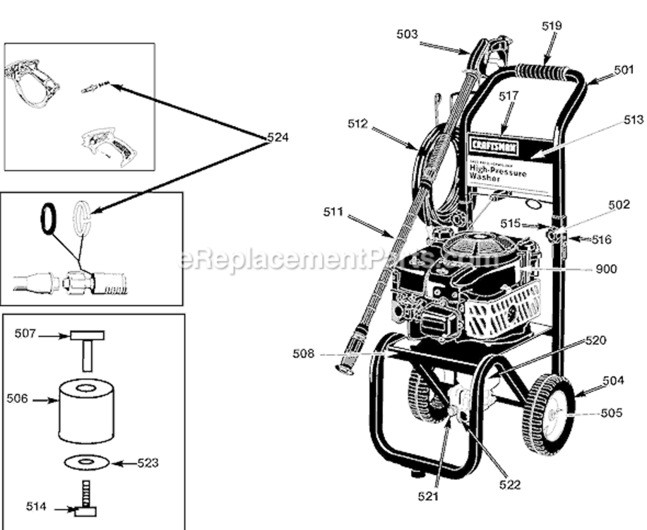 Page B Diagram and Parts List for 919-67028 Type 1 DeVilbiss Pressure Washer