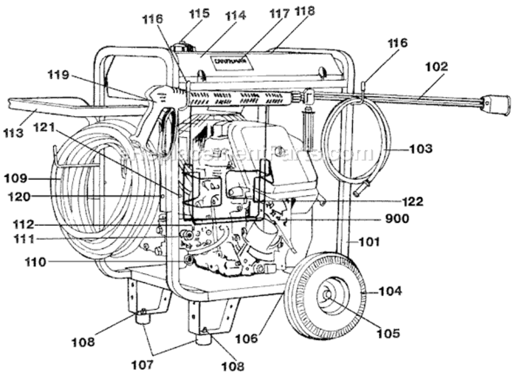 Page A Diagram and Parts List for 919-76350 Type 1 DeVilbiss Pressure Washer