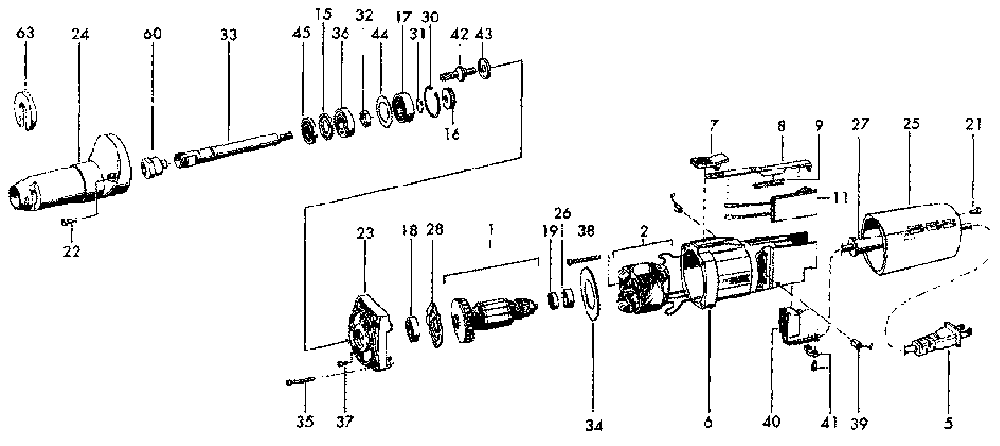 Exploded Diagram A Diagram and Parts List for H1105VE Type 1 DeVilbiss Die Grinder