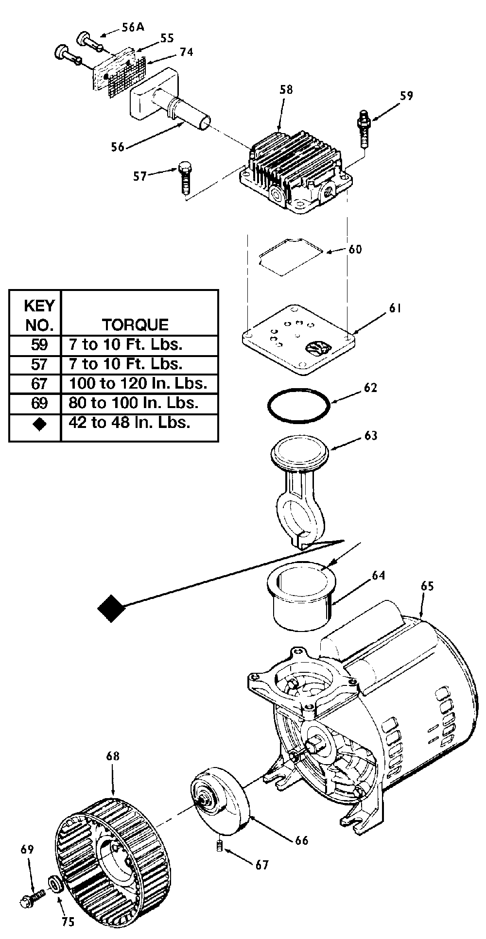 Exploded Diagram B Diagram and Parts List for F312 Type 1 DeVilbiss Compressor