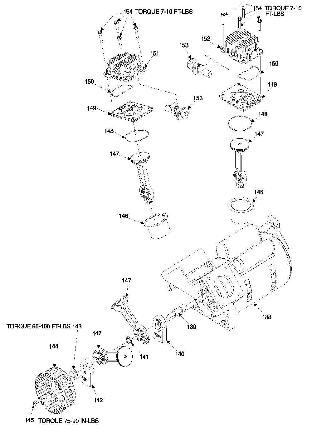 Exploded Diagram A Diagram and Parts List for 4UP73 Type 0 DeVilbiss Compressor