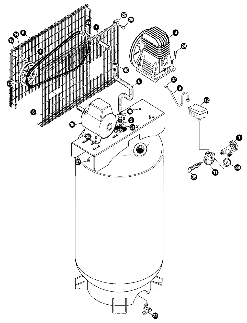 Default Diagram and Parts List for IR6J60V1D Type 0 DeVilbiss Compressor