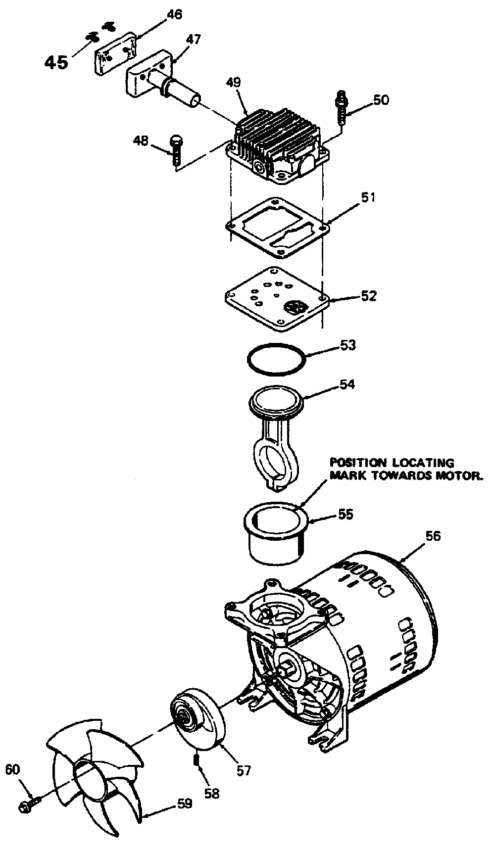 Exploded Diagram B Diagram and Parts List for F18 Type 1 DeVilbiss Compressor