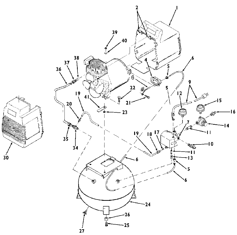 Exploded Diagram A Diagram and Parts List for F14 Type 0 DeVilbiss Compressor