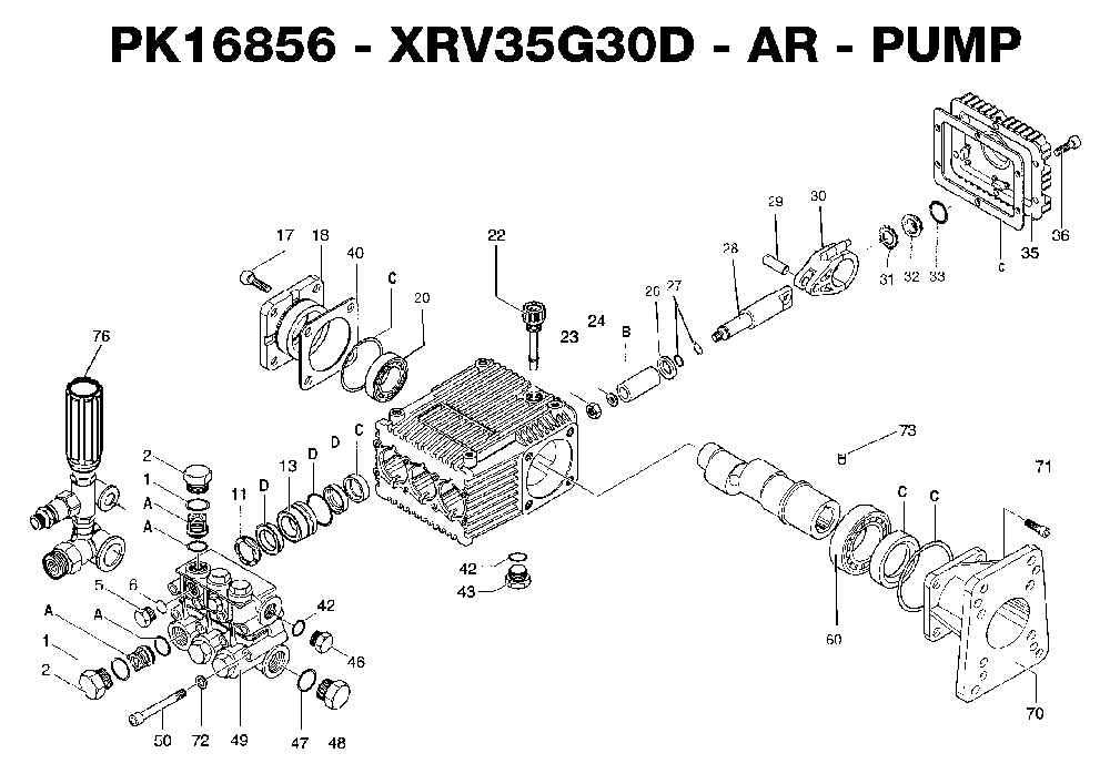 Exploded Diagram C Diagram and Parts List for WGC3035 0-Pump-AR DeVilbiss Pressure Washer