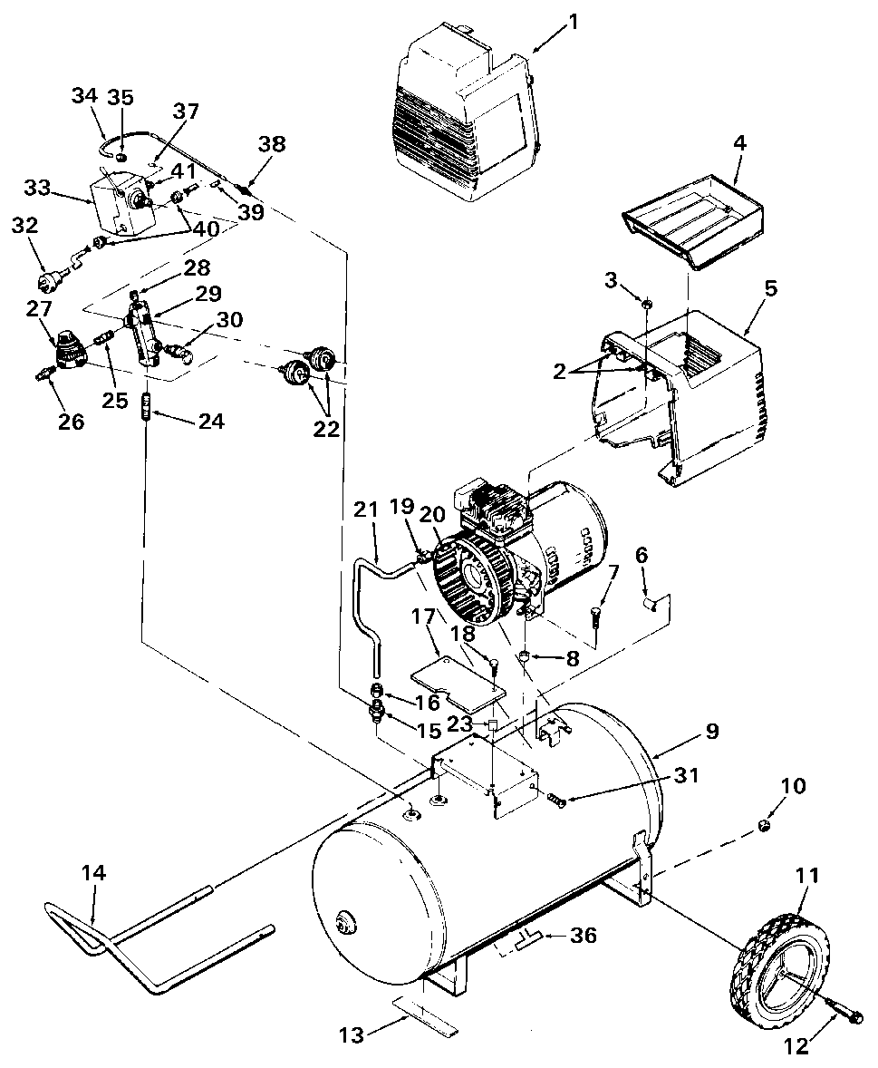 Default Diagram and Parts List for F2512 Type 2 DeVilbiss Compressor