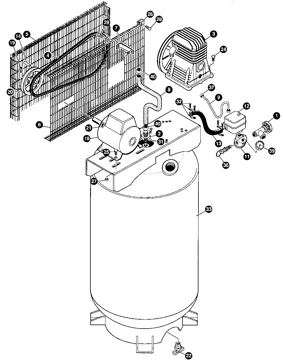Default Diagram and Parts List for IR5J60V2D Type 0 DeVilbiss Compressor