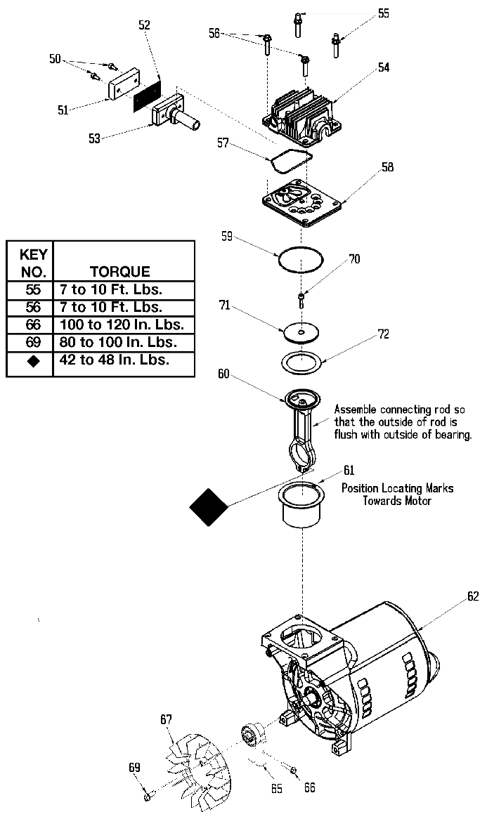 PUMP Diagram and Parts List for PAFC5020 Type 0 DeVilbiss Compressor
