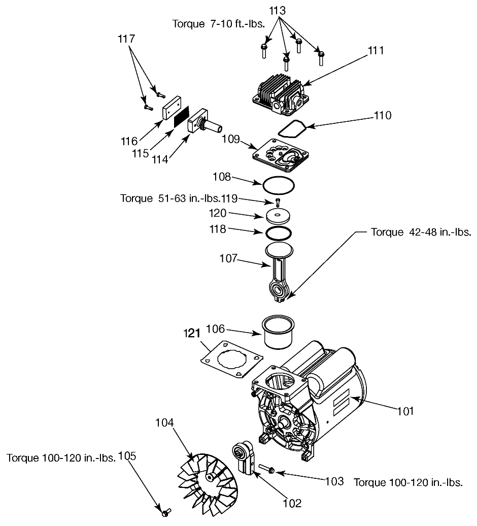 PUMP Diagram and Parts List for EXFBC6025 Type 1 DeVilbiss Compressor