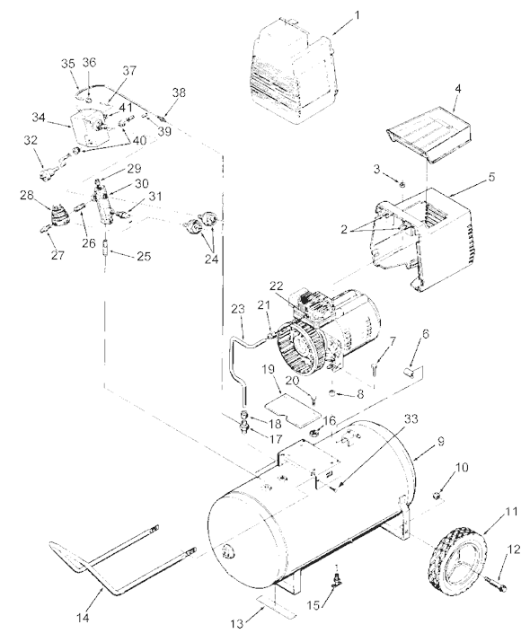 Page B Diagram and Parts List for ACBF420 Type 1 DeVilbiss Compressor